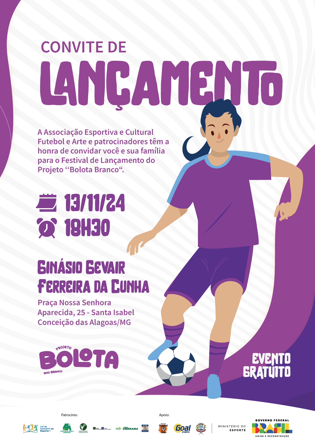 Convite de Lançamento Bolota Branco - Conceição das Alagoas